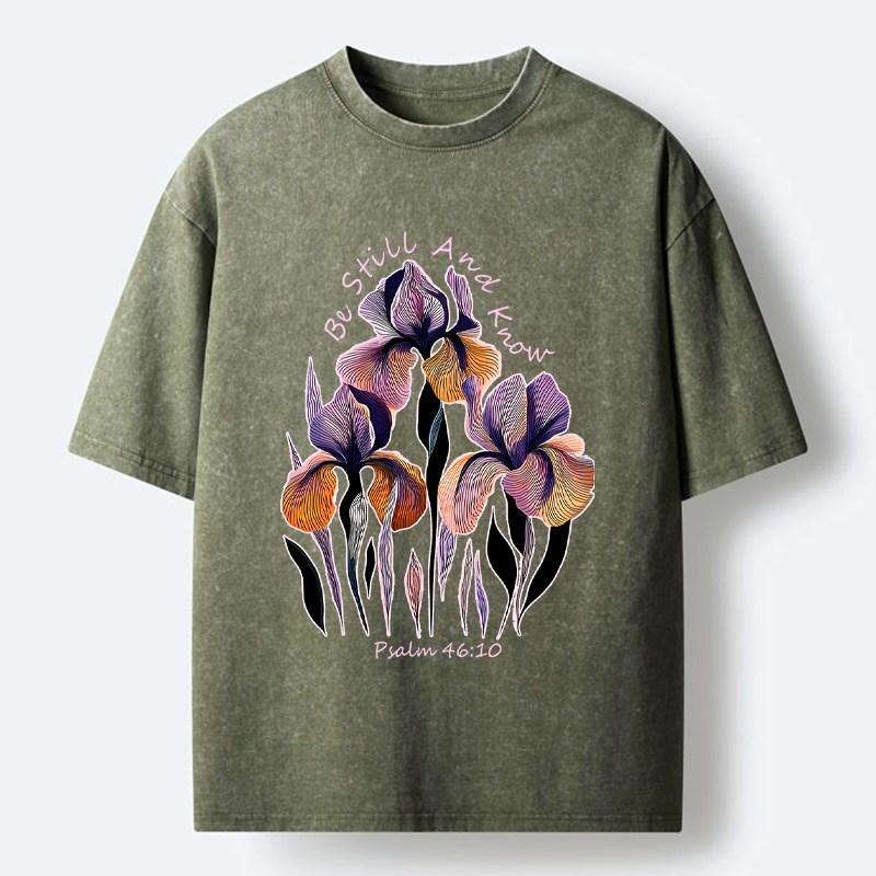 japanese iris floral washed tee for casual