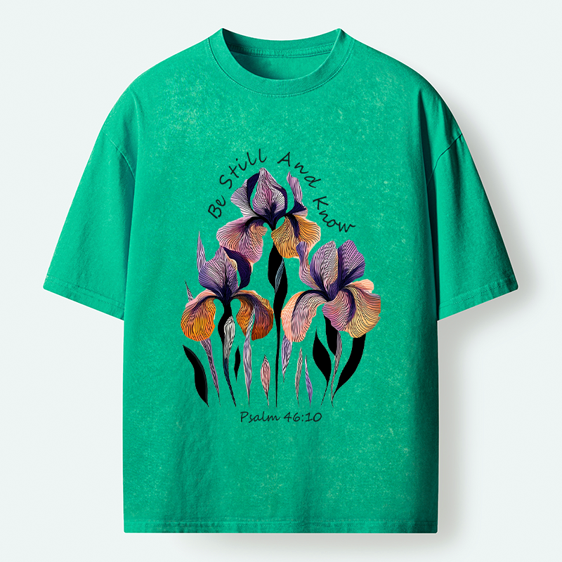 japanese iris floral washed tee for casual