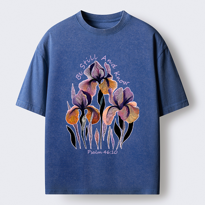 japanese iris floral washed tee for casual