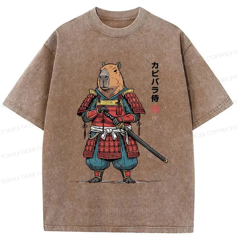 Kyoto-Lion Capybara Samurai Washed T-Shirt