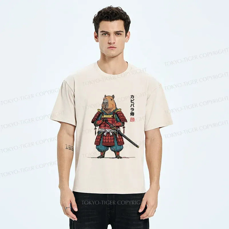 Washed Capybara Samurai Tee for Daily Wear