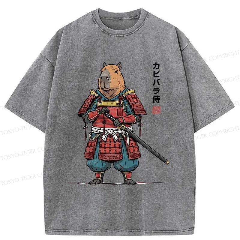 Washed Capybara Samurai Tee for Daily Wear