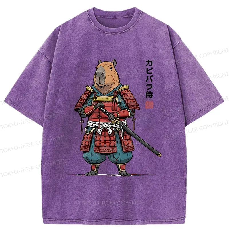 Kyoto-Lion Capybara Samurai Washed T-Shirt