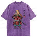 Kyoto-Lion Capybara Samurai Washed T-Shirt