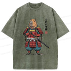Kyoto-Lion Capybara Samurai Washed T-Shirt