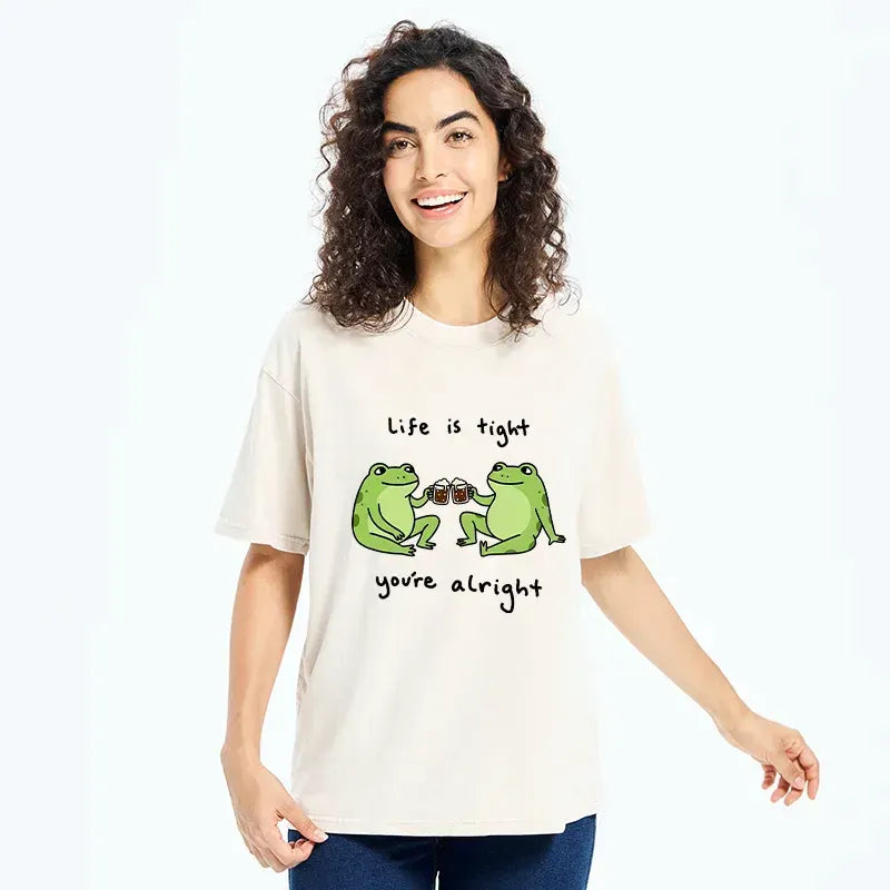 Kyoto-Lion Frog's Happy Life Washed T-Shirt