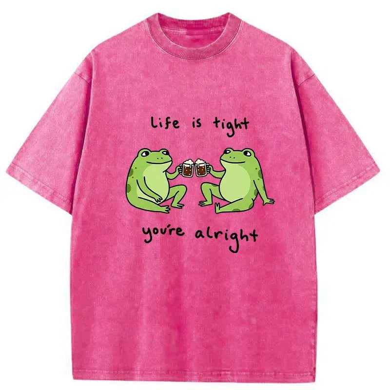 Kyoto-Lion Frog's Happy Life Washed T-Shirt