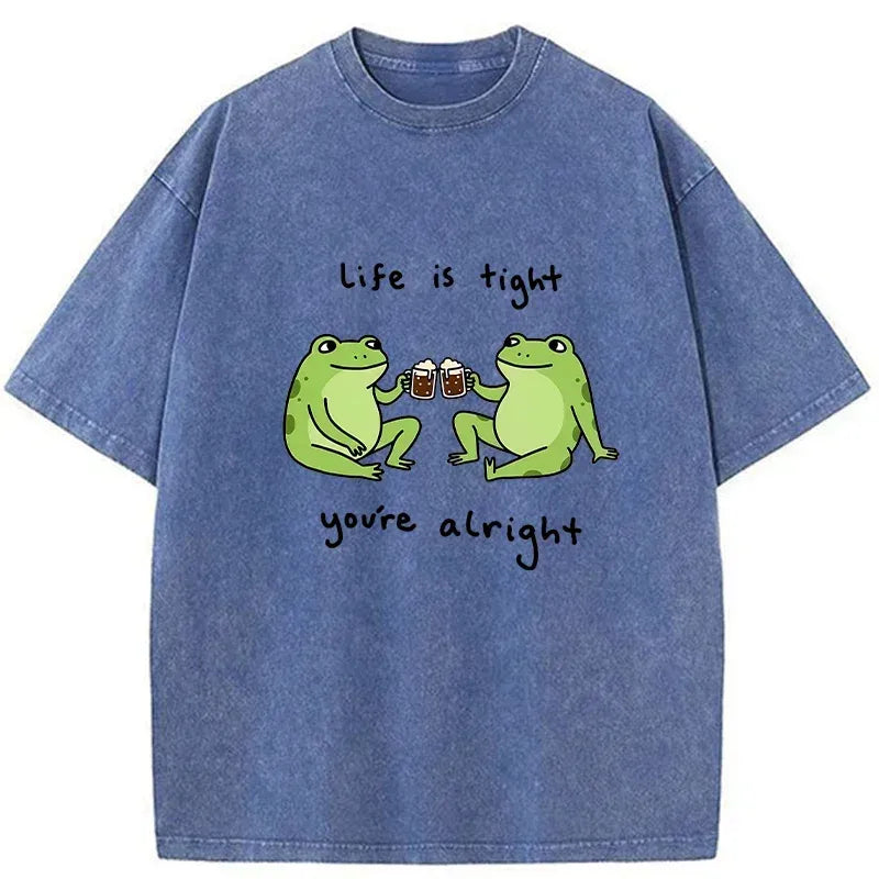 Kyoto-Lion Frog's Happy Life Washed T-Shirt