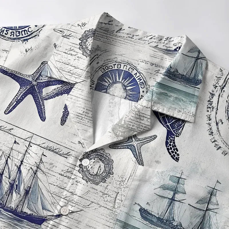 Nautical Hawaiian Shirt for Summer Vacation