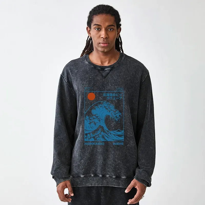 Hokkaido Wave Terry Sweatshirt On Sale