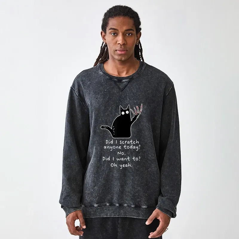 Japanese Vintage Cat Sweatshirt for Daily Wear