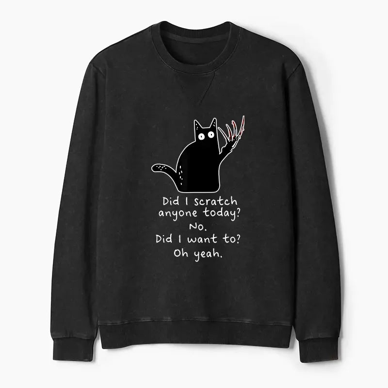 Kyoto-Lion Cats With Sharp Claws Washed Terry Sweatshirt