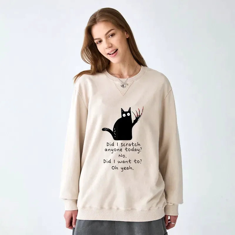 Kyoto-Lion Cats With Sharp Claws Washed Terry Sweatshirt