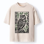 Kyoto-Lion Vintage Owl Art Washed T-Shirt