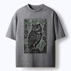 Kyoto-Lion Vintage Owl Art Washed T-Shirt