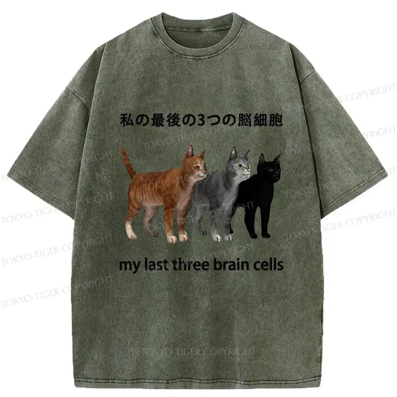 Funny Brain Cells Washed Tee for Streetwear