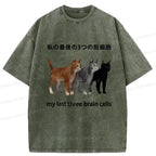 Funny Brain Cells Washed Tee for Streetwear