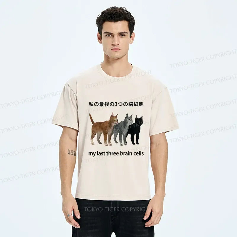 Kyoto-Lion My Last Three Brain Cells Washed T-Shirt