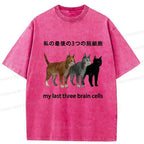 Funny Brain Cells Washed Tee for Streetwear