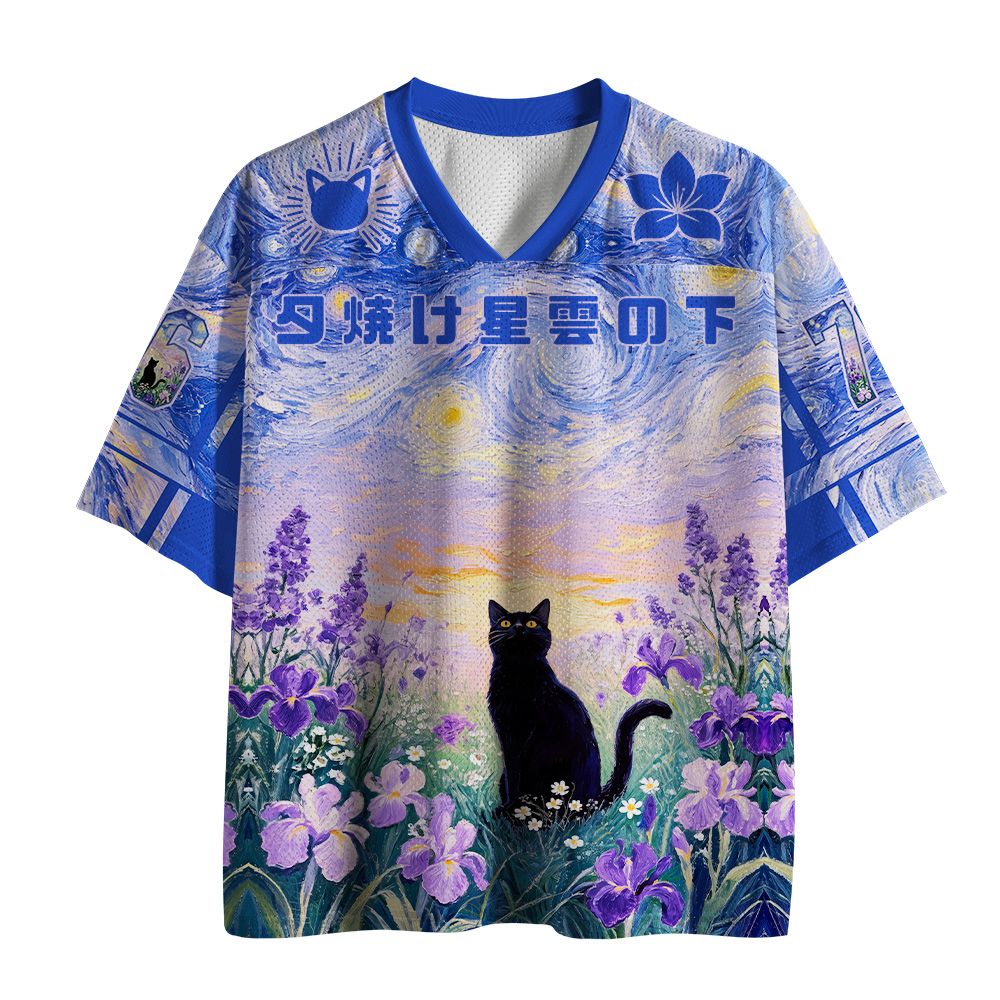 Kyoto-Lion Van Gogh Starry Night Cat Mesh Jersey