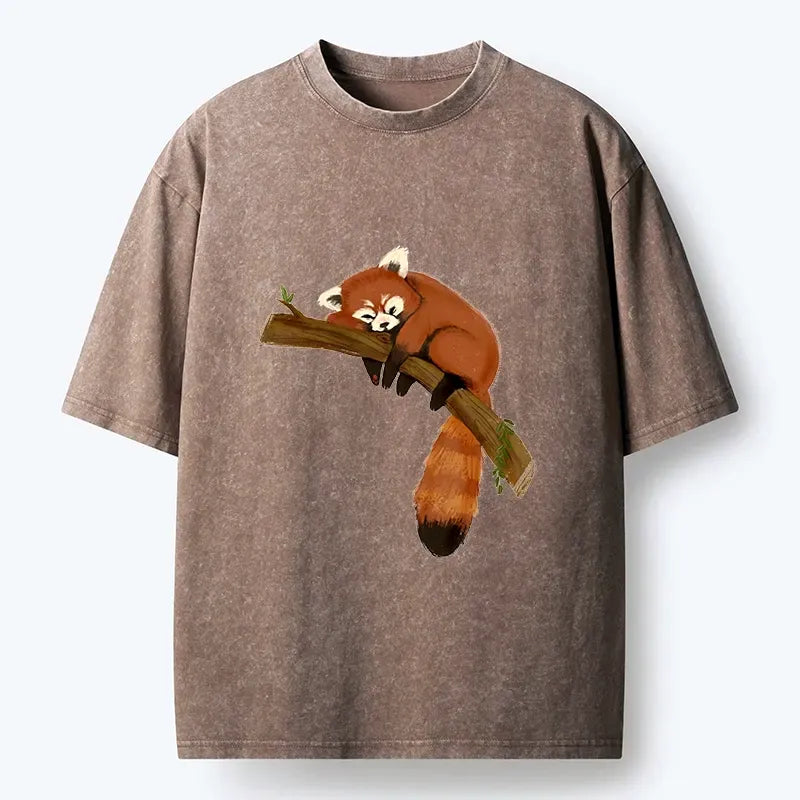 cute red panda washed t-shirt