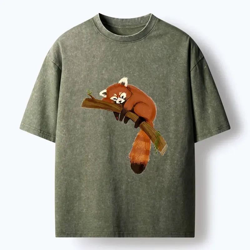 sleepy red panda japanese tee
