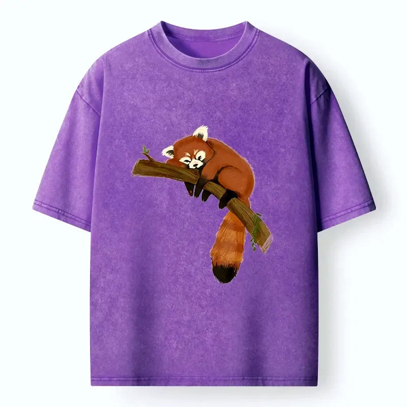 sleepy red panda japanese tee