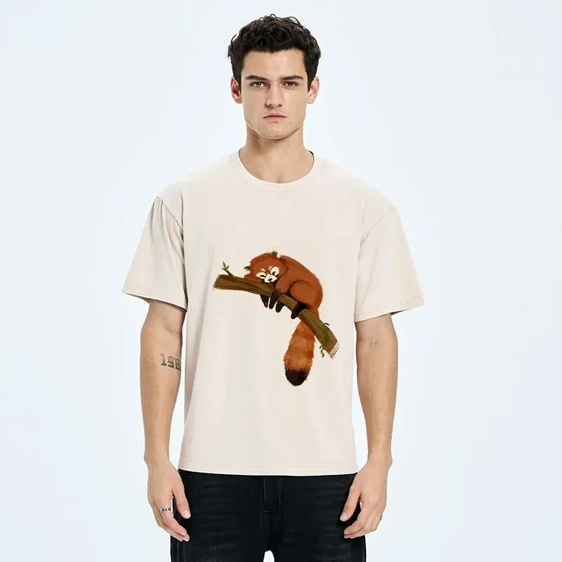 cute red panda washed t-shirt
