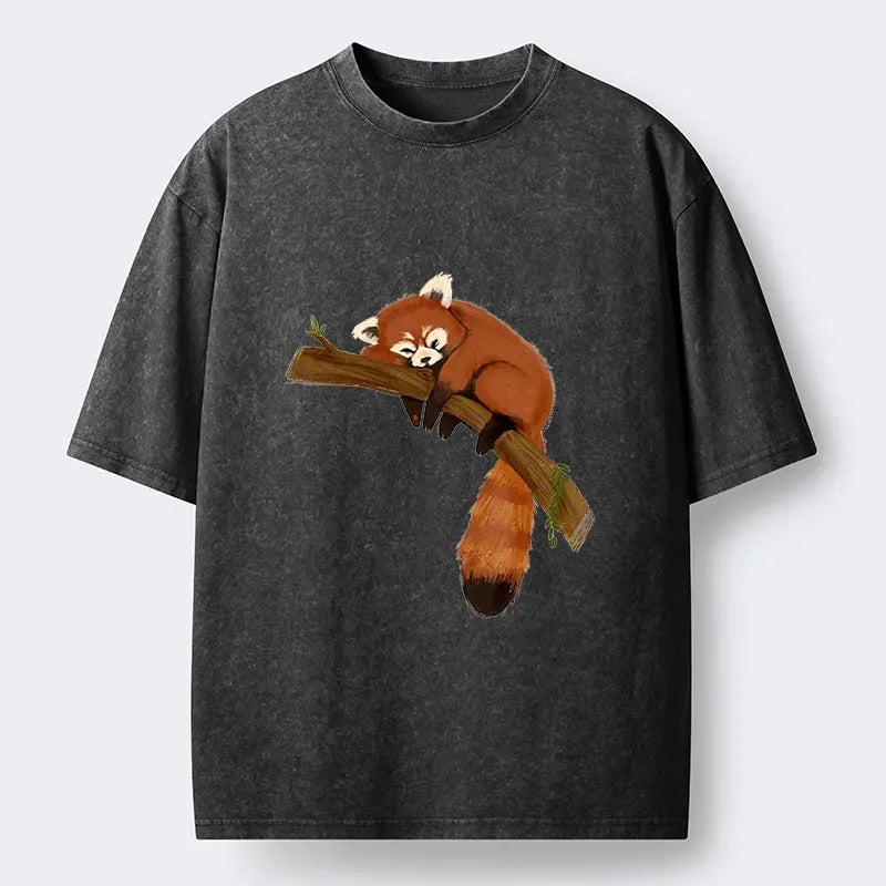 cute red panda washed t-shirt