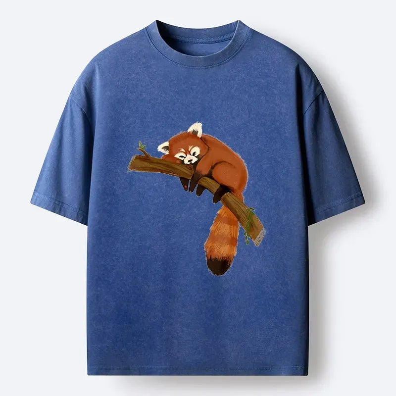 Kyoto-Lion Cute Red Panda Sleepy Time Washed T-Shirt