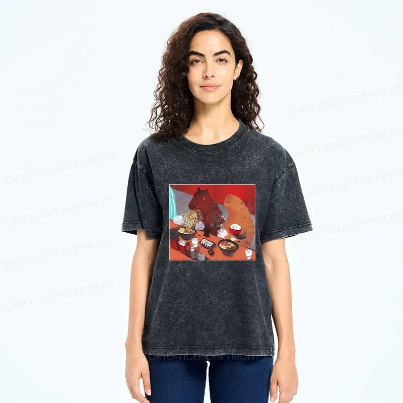 Washed Capybara Tee for Daily Wear Best Seller