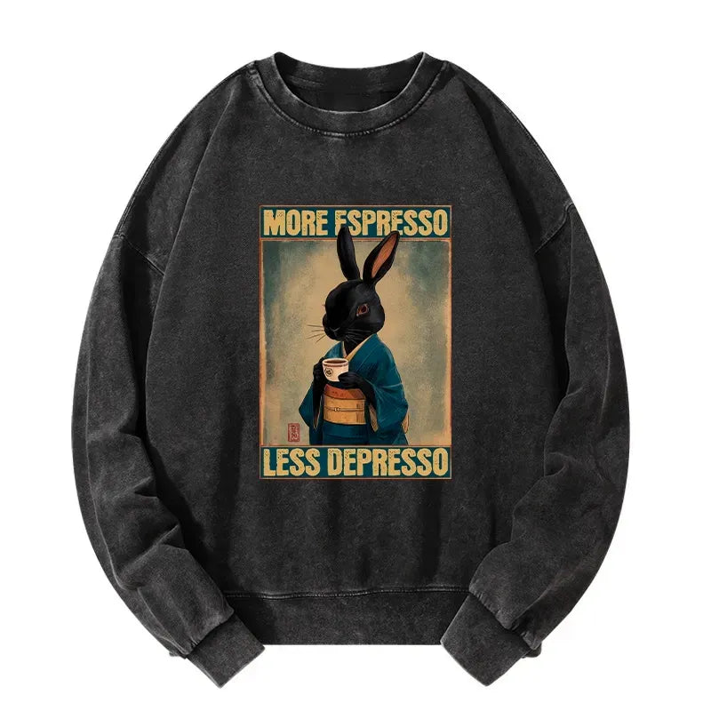 Japanese Rabbit Washed Sweatshirt for Streetwear