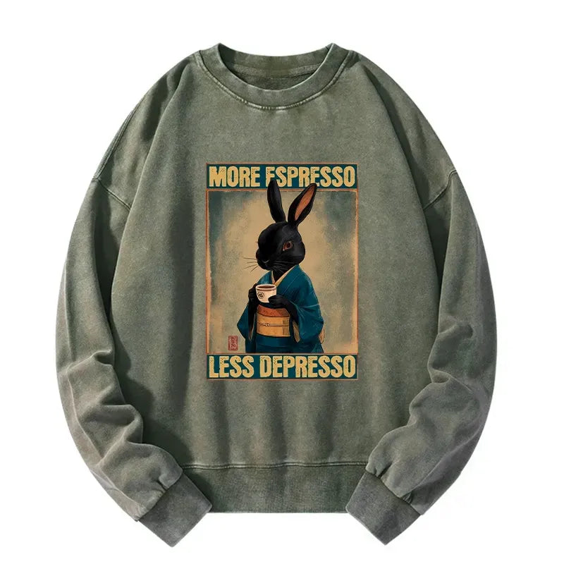 Japanese Rabbit Washed Sweatshirt for Streetwear