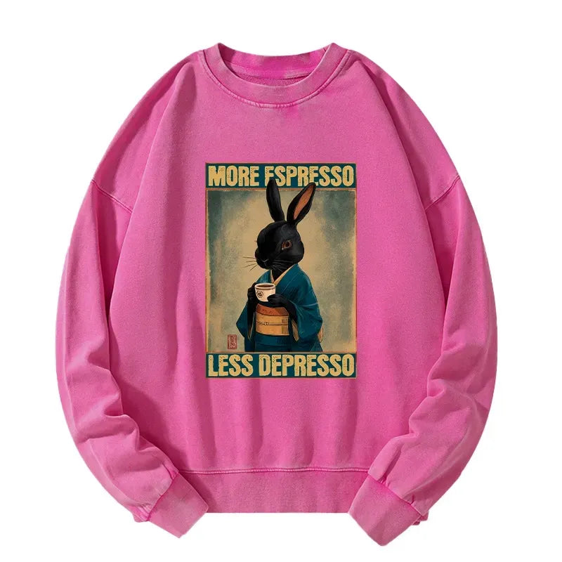 Japanese Rabbit Washed Sweatshirt for Streetwear