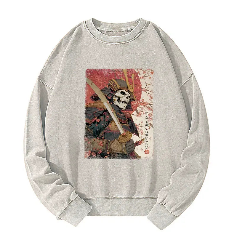 Kyoto-Lion Samurai Under The Sakura Washed Sweatshirt