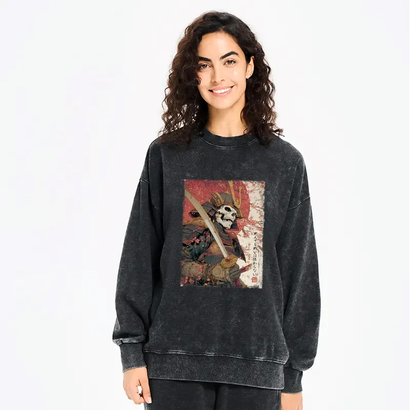 Kyoto-Lion Samurai Under The Sakura Washed Sweatshirt