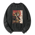 Kyoto-Lion Samurai Under The Sakura Washed Sweatshirt