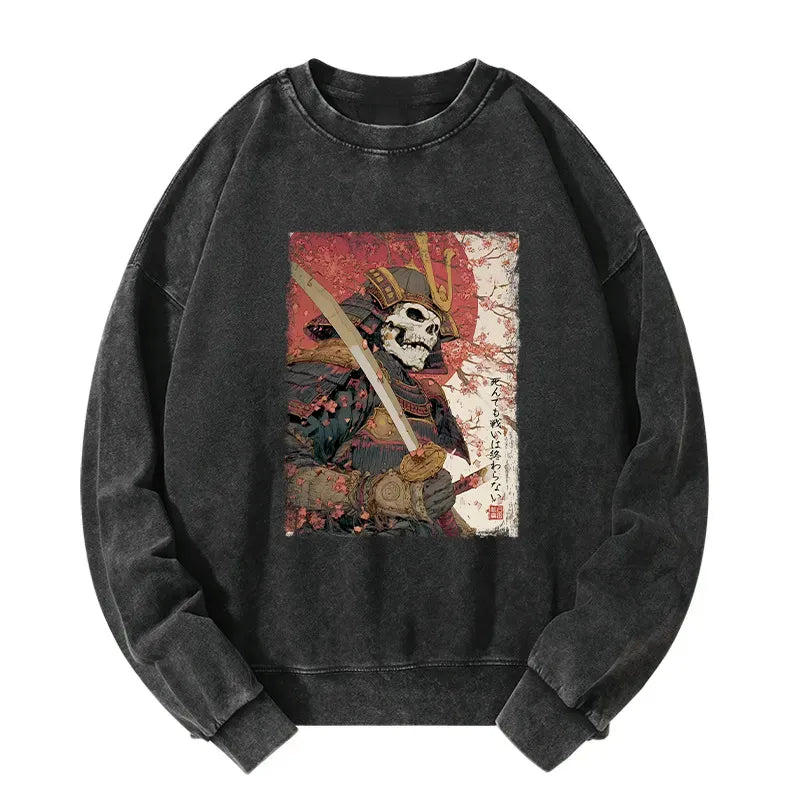 Kyoto-Lion Samurai Under The Sakura Washed Sweatshirt