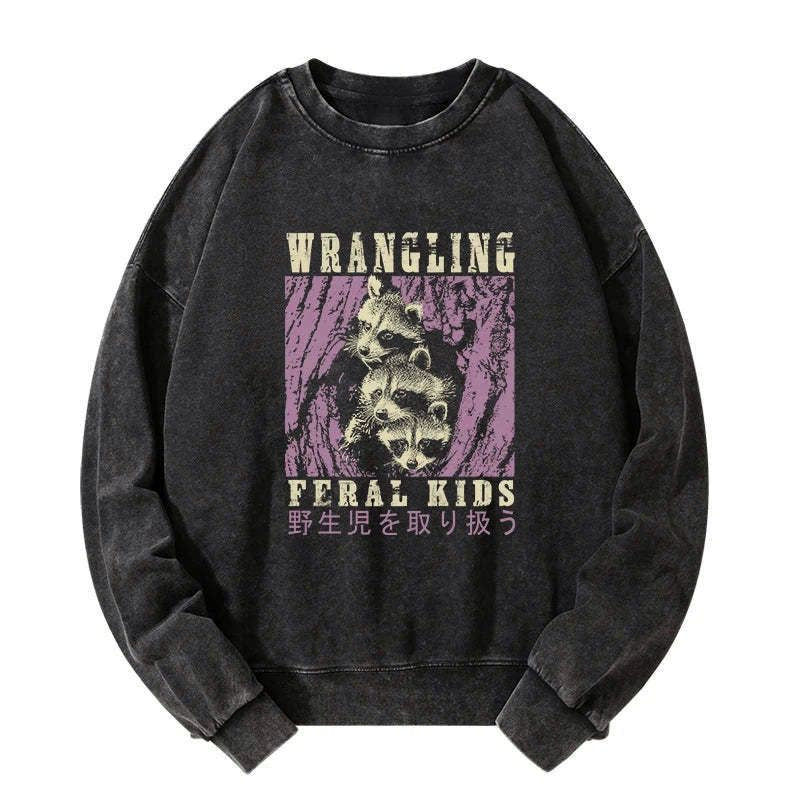 japanese raccoon kids sweatshirt on sale