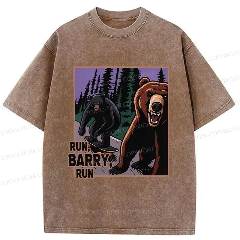 Kyoto-Lion Funny Bear Skateboard Washed T-Shirt