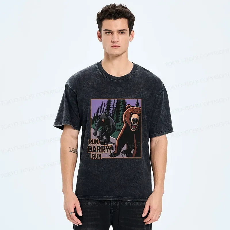 Kyoto-Lion Funny Bear Skateboard Washed T-Shirt