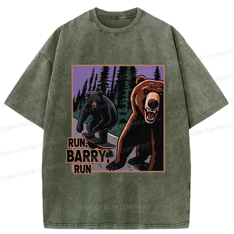 Kyoto-Lion Funny Bear Skateboard Washed T-Shirt