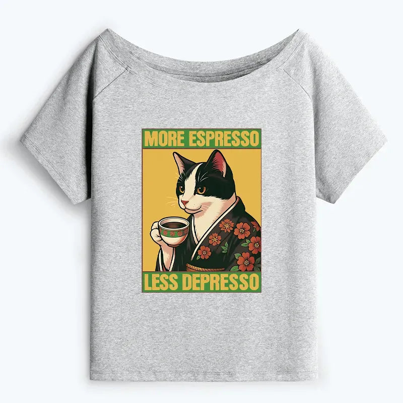 Japanese Cat Coffee T-Shirt for Women