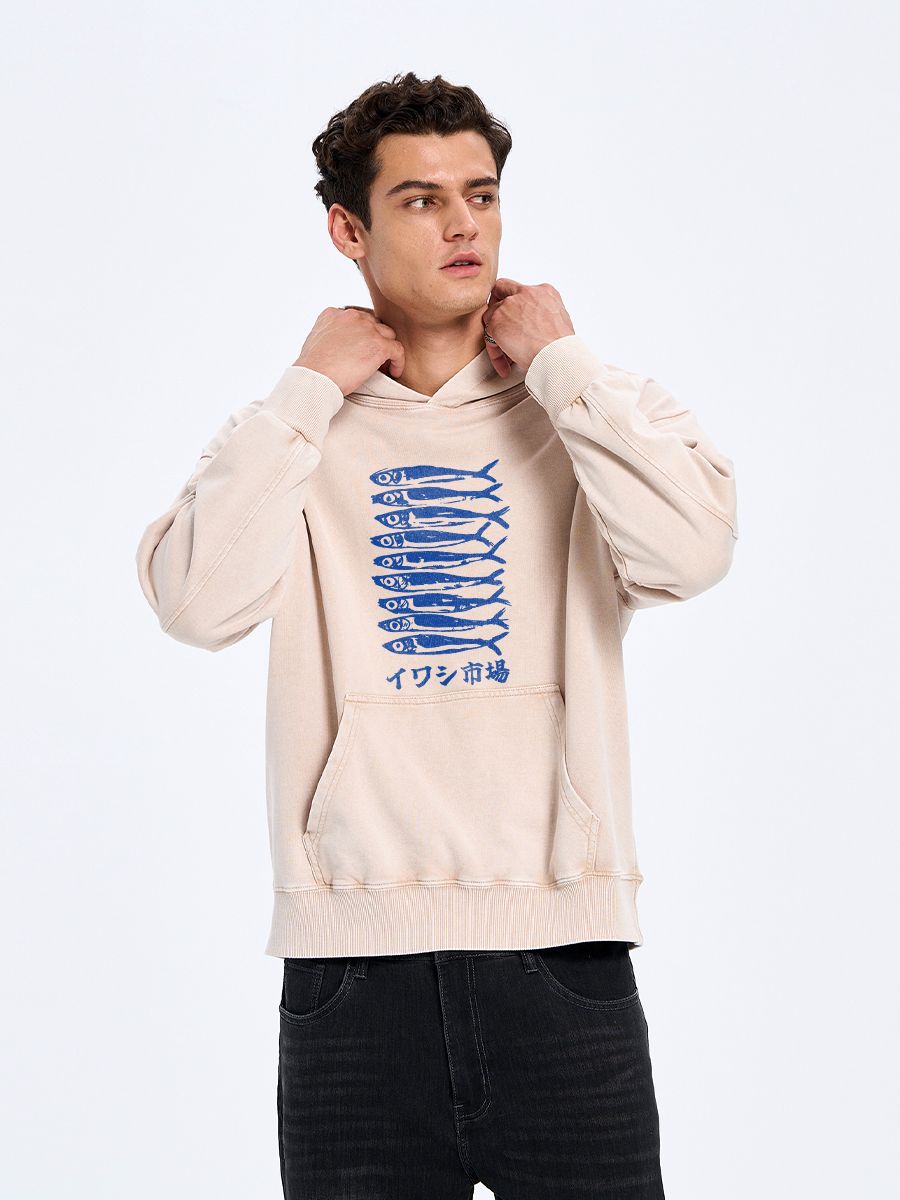 Japanese washed hoodie for daily wear
