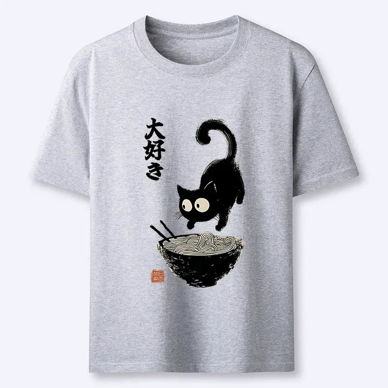 Ukiyo-e Cat Eating Ramen Vintage T-Shirt Gift Idea