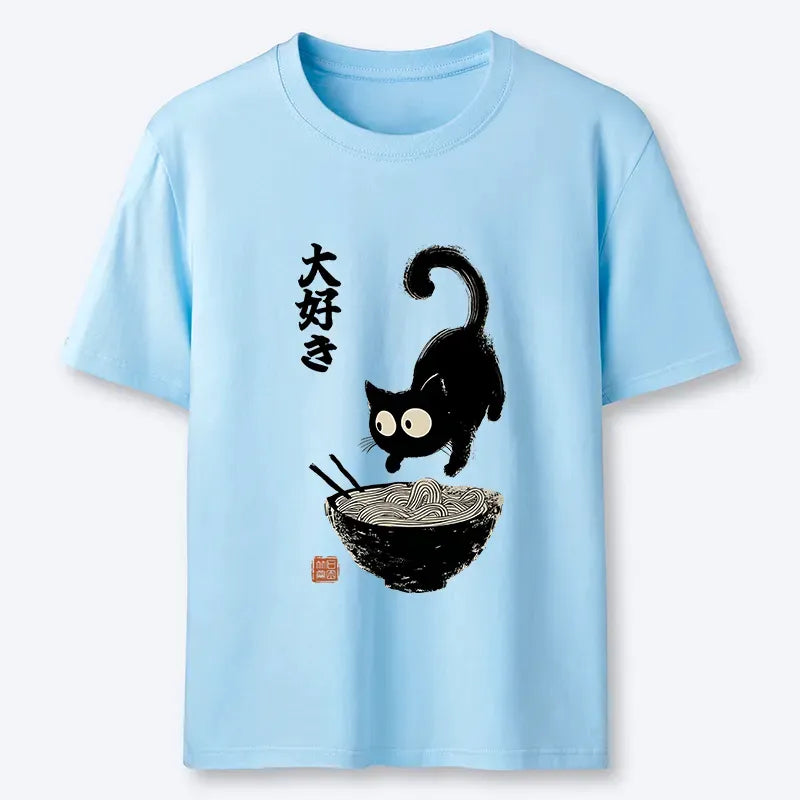 Kyoto-Lion Classic Cat Ramen T-Shirt on Sale