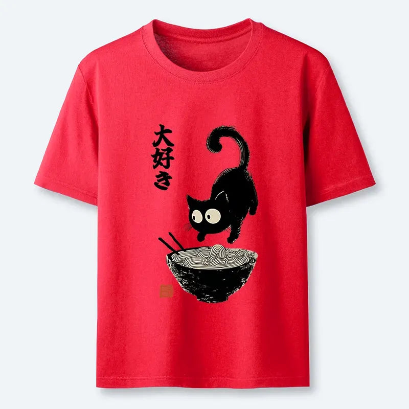 Kyoto-Lion Classic Cat Ramen T-Shirt on Sale