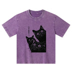 Washed kids tee with cats