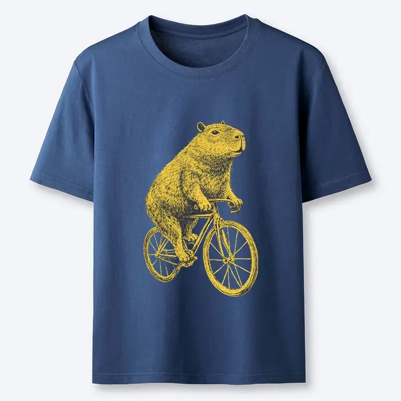 funny capybara bike t-shirt gift idea