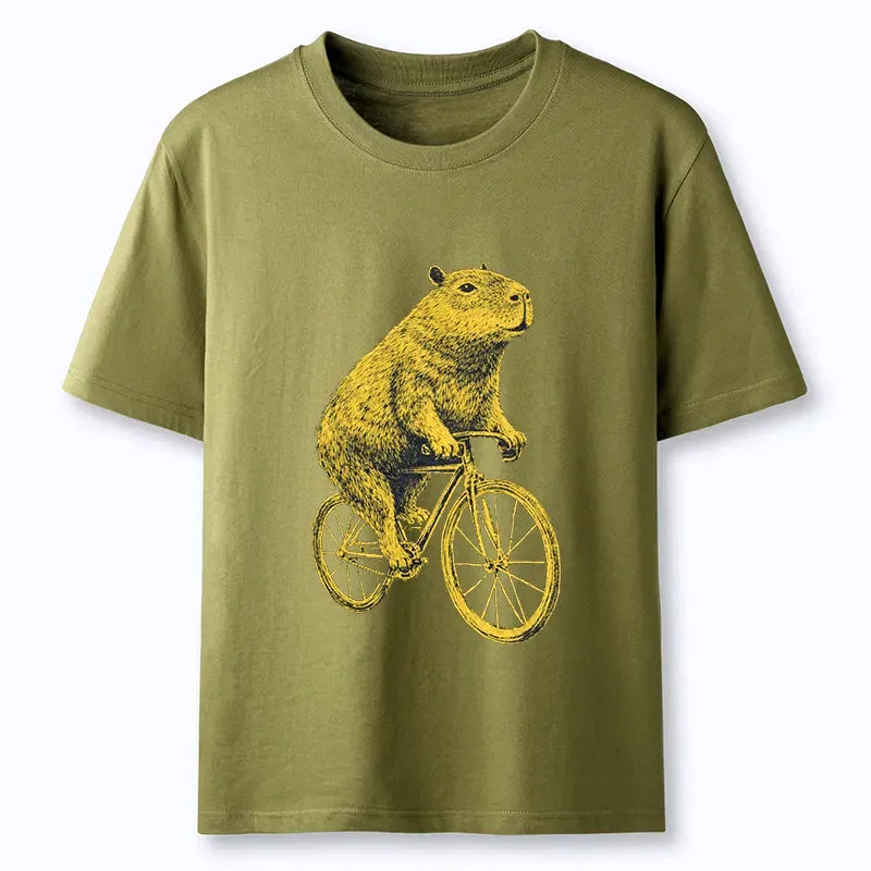 funny capybara bike t-shirt gift idea